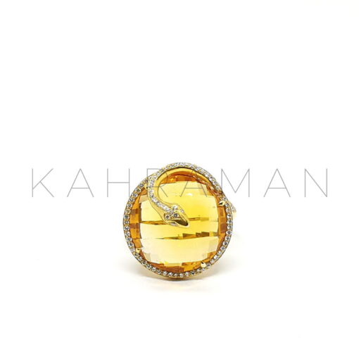 Χρυσό δαχτυλίδι Σιτρίν με διαμάντια BA0065