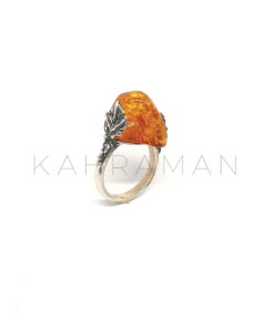 Ασημένιο δαχτυλίδι με κεχριμπάρι BA0072