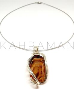 Silver Amber Necklace BC0063