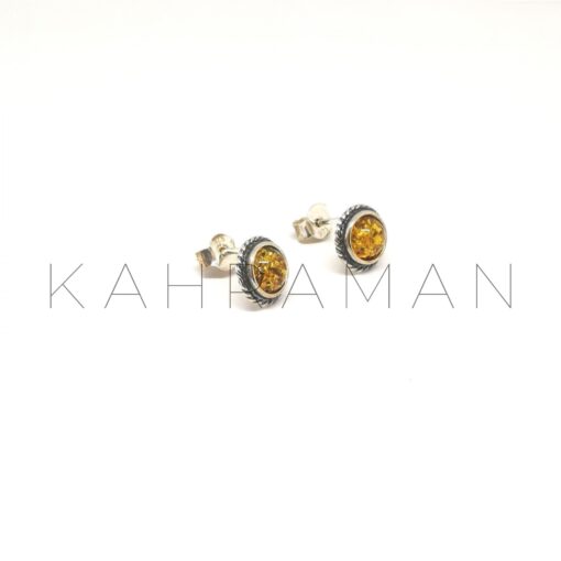 Ασημένια σκουλαρίκια με κεχριμπάρι BD0040