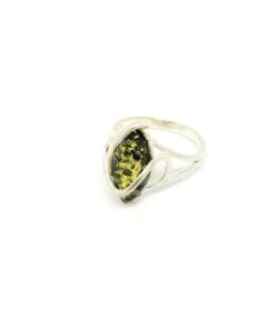 Silver Green Amber Ring BA0006
