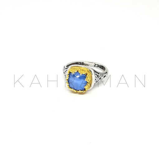 Ασημένιο δαχτυλίδι με γαλάζιο χαλαζία BA0185
