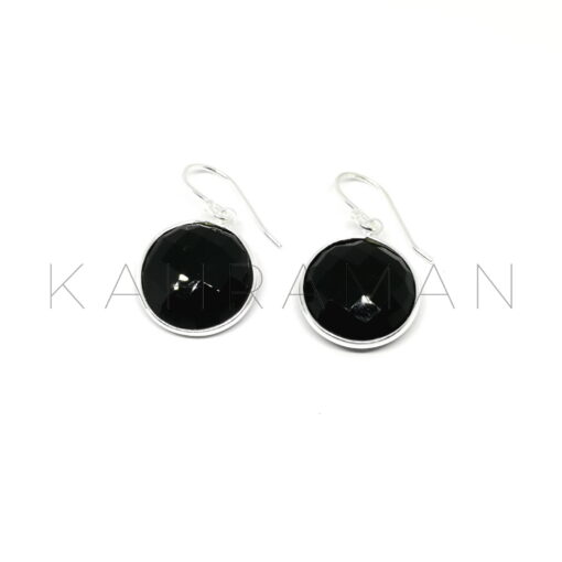 Ασημένια σκουλαρίκια με μαύρο όνυχα BD0150